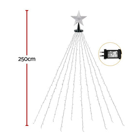 Jingle Jollys 2.5M Christmas Lights Waterfall String Light 300 LED Star Topper - SportZone.co.nz