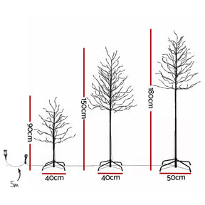Jingle Jollys 3 Pack LED Christmas Tree Lighted Birch Tree Indoor Outdoor Xmas Decor Warm White - SportZone.co.nz