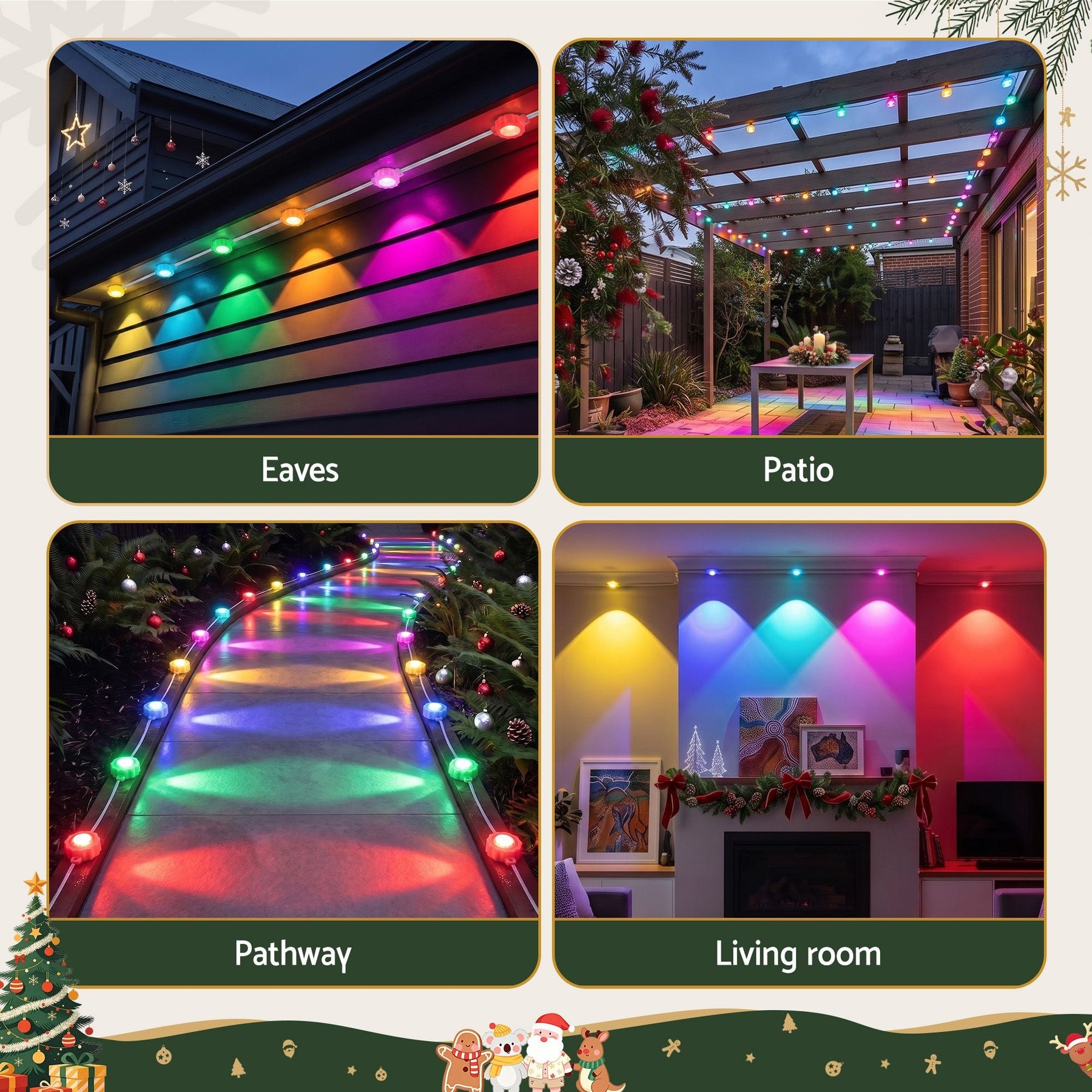 Jingle Jollys 30M Christmas Permanent Outdoor Lights Smart Eaves String App Control Decoration 72LED - SportZone.co.nz