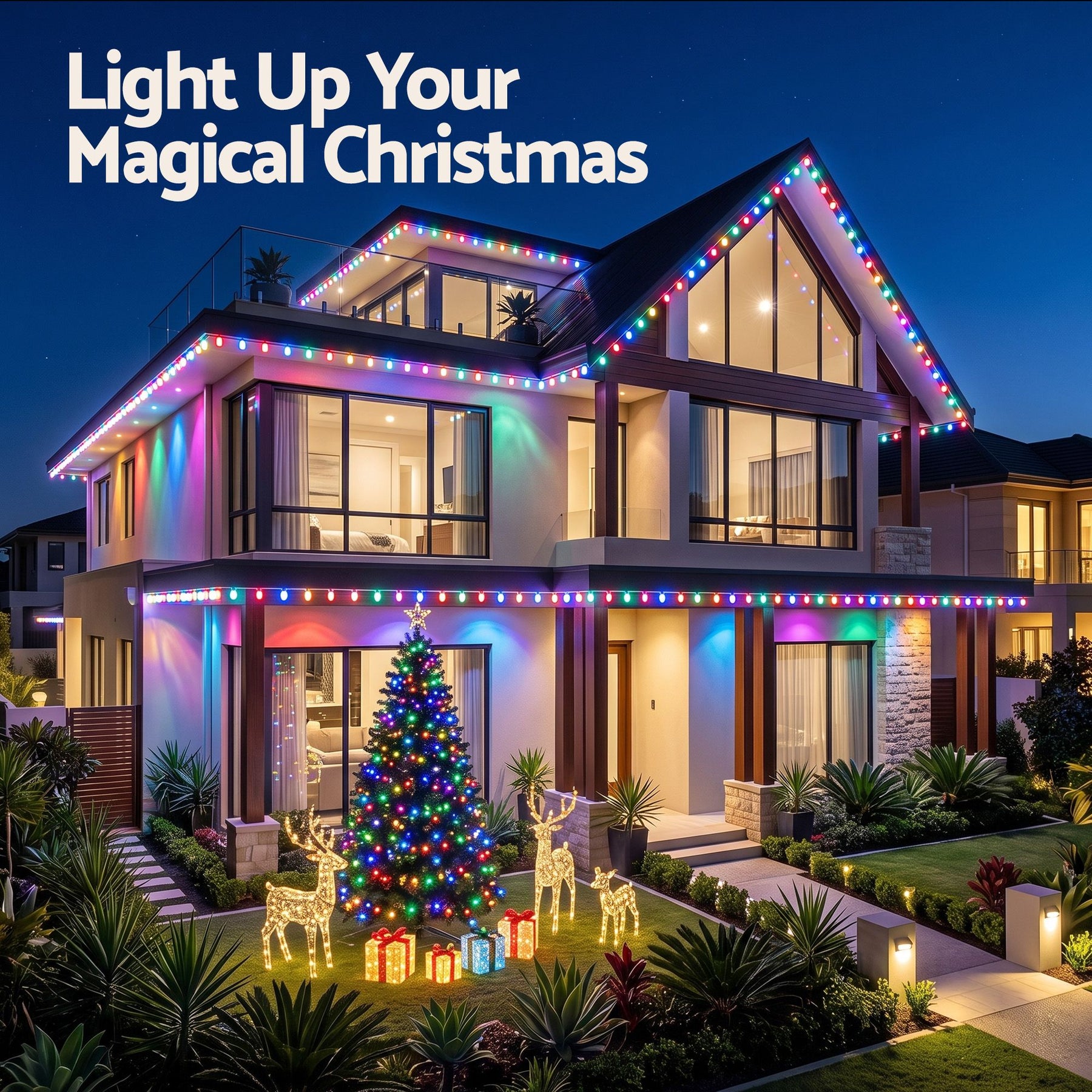 Jingle Jollys 30M Christmas Permanent Outdoor Lights Smart Eaves String App Control Decoration 72LED - SportZone.co.nz