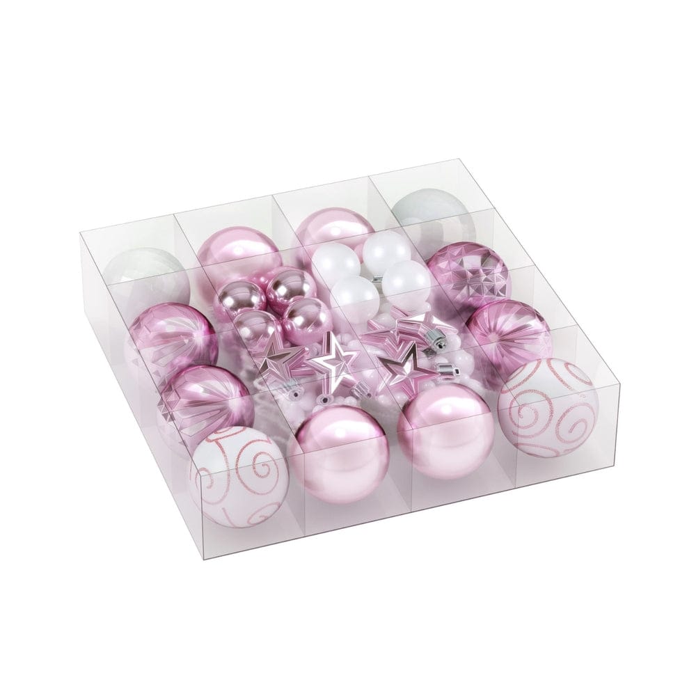 Jingle Jollys 33pcs Christmas Tree Decorations Set Baubles Ornaments Party Pink - SportZone.co.nz