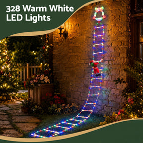 Jingle Jollys 3.5M Christmas Lights 300 LED Ladder Light with Santa Claus Decor - SportZone.co.nz