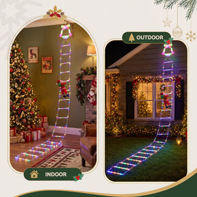 Jingle Jollys 3.5M Christmas Lights 300 LED Ladder Light with Santa Claus Decor - SportZone.co.nz