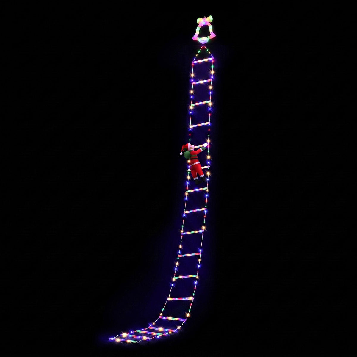 Jingle Jollys 3.5M Christmas Lights 300 LED Ladder Light with Santa Claus Decor - SportZone.co.nz