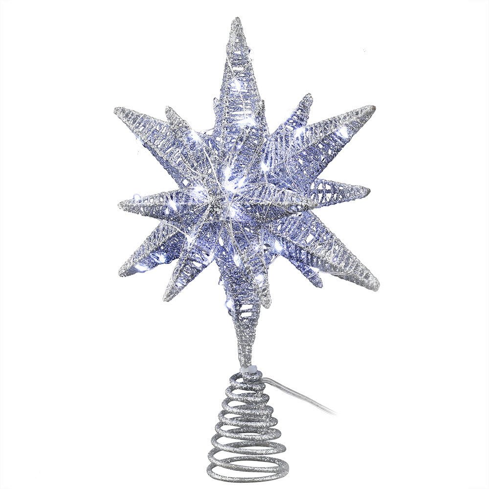Jingle Jollys 3D Christmas Tree Topper Star LED Decorations Xmas Party Timer - SportZone.co.nz