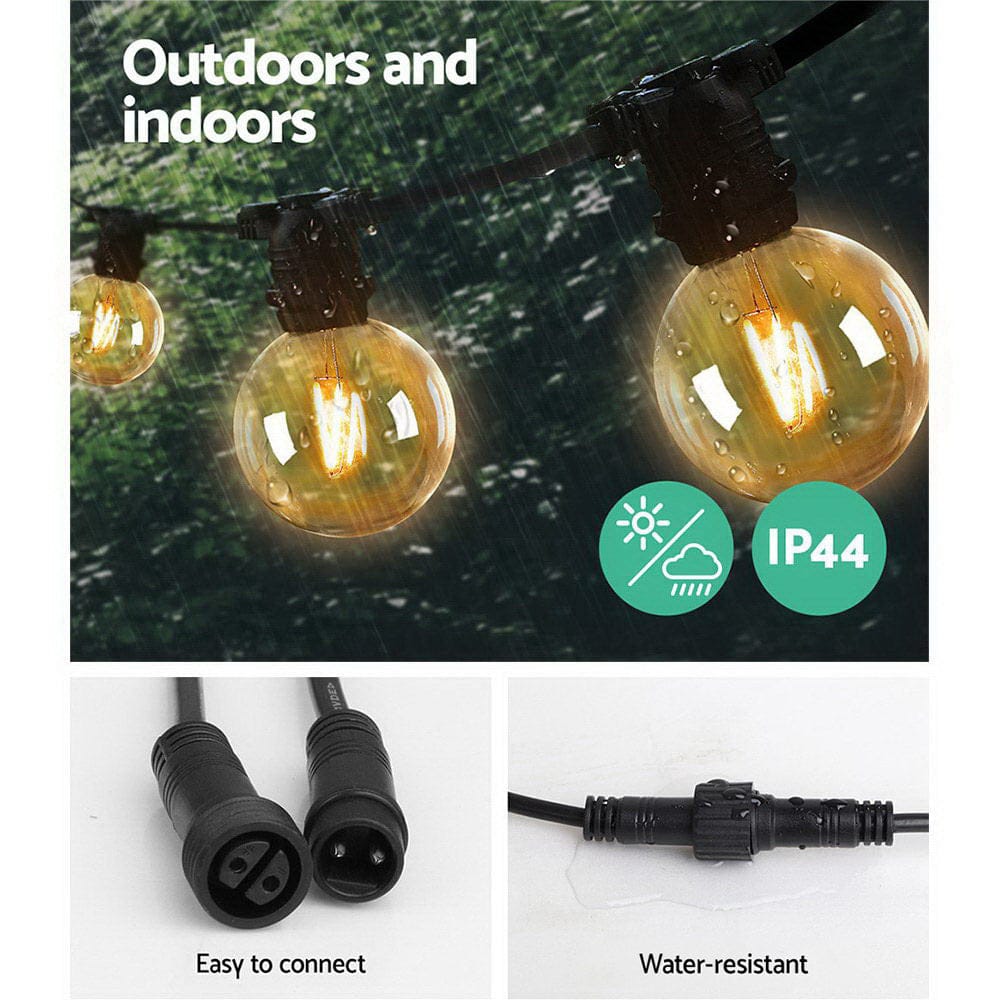 Jingle Jollys 59m LED Festoon Lights Sting Lighting Kits Wedding Outdoor Party - SportZone.co.nz