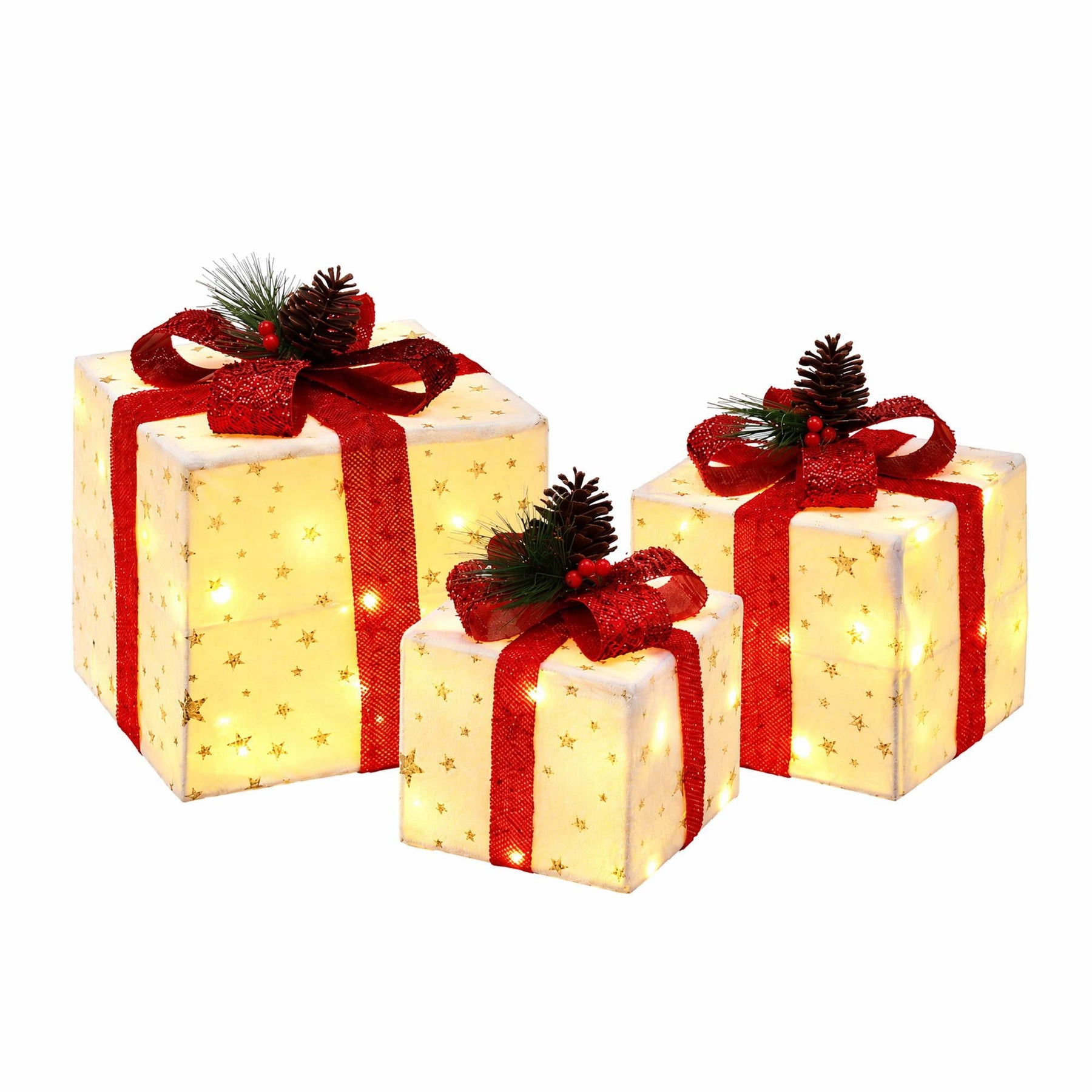Jingle Jollys Christmas Decorations 3PC Lighted Gift Boxes Christmas Lights - SportZone.co.nz