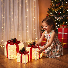 Jingle Jollys Christmas Decorations 3PC Lighted Gift Boxes Christmas Lights - SportZone.co.nz