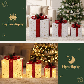 Jingle Jollys Christmas Decorations 3PC Lighted Gift Boxes Christmas Lights - SportZone.co.nz