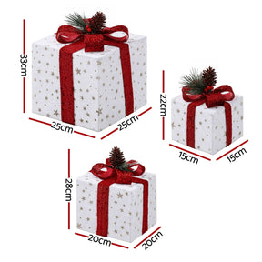 Jingle Jollys Christmas Decorations 3PC Lighted Gift Boxes Christmas Lights - SportZone.co.nz