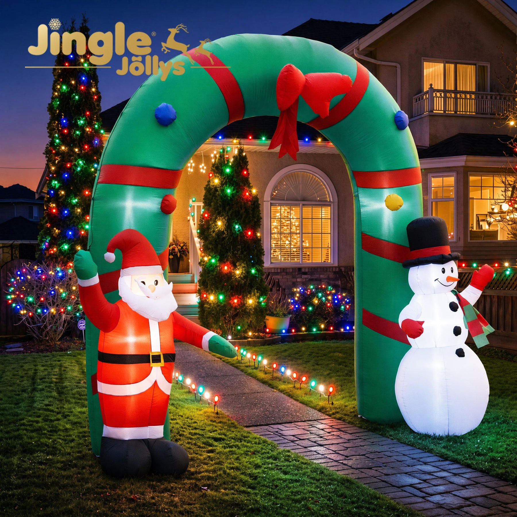Jingle Jollys Christmas Inflatable Archwary 2.8M Illuminated Decorations - SportZone.co.nz