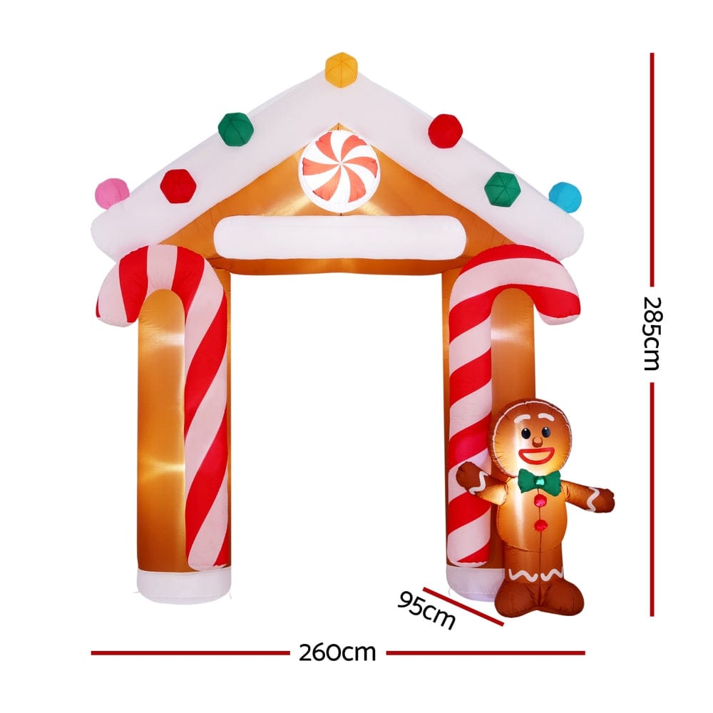 Jingle Jollys Christmas Inflatable Archwary Ginger 2.8M Illuminated Decorations - SportZone.co.nz