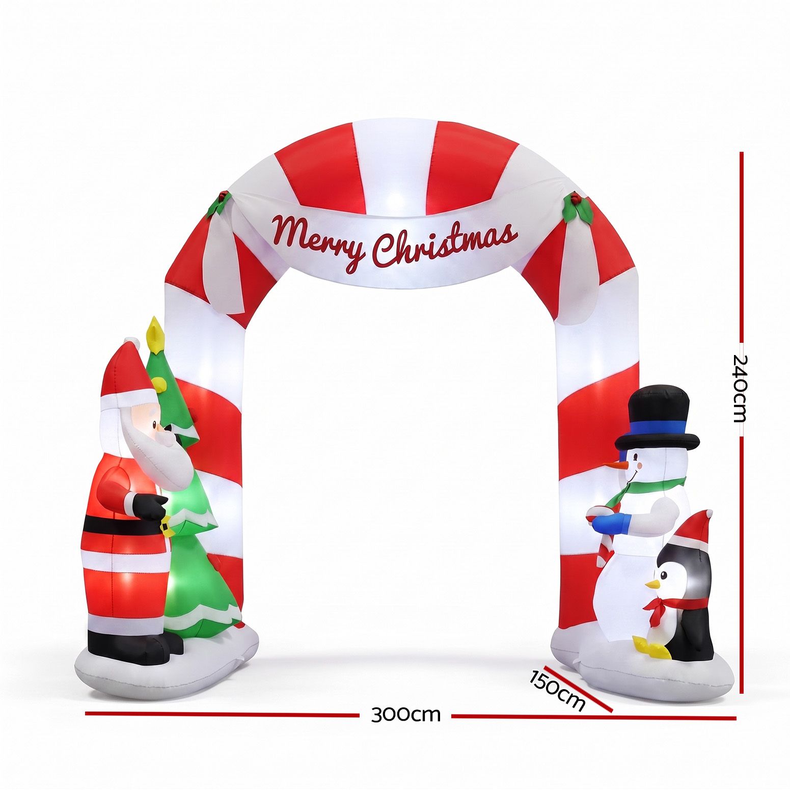 Jingle Jollys Christmas Inflatable Archwary Santa 3M Illuminated Decorations - SportZone.co.nz