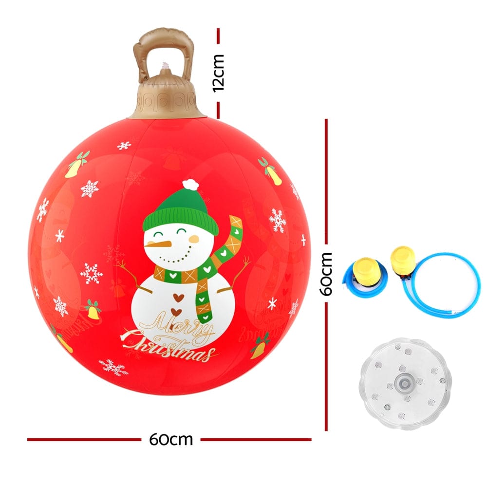 Jingle Jollys Christmas Inflatable Ball 60cm Illuminated Led Snowman Xmas Decor - SportZone.co.nz
