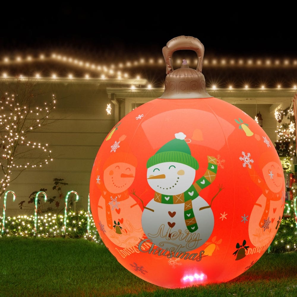 Jingle Jollys Christmas Inflatable Ball 60cm Illuminated Led Snowman Xmas Decor - SportZone.co.nz