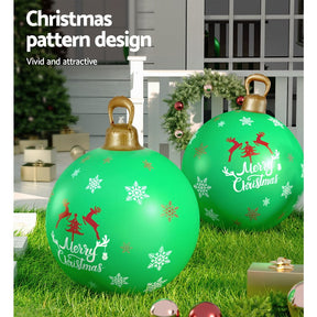 Jingle Jollys Christmas Inflatable Ball Bauble 60cm Outdoor Decoration Green - SportZone.co.nz