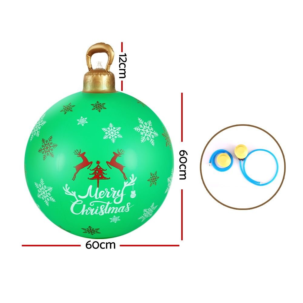 Jingle Jollys Christmas Inflatable Ball Bauble 60cm Outdoor Decoration Green - SportZone.co.nz