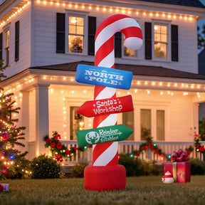 Jingle Jollys Christmas Inflatable Candy Pole 2.4M Illuminated Decorations - SportZone.co.nz