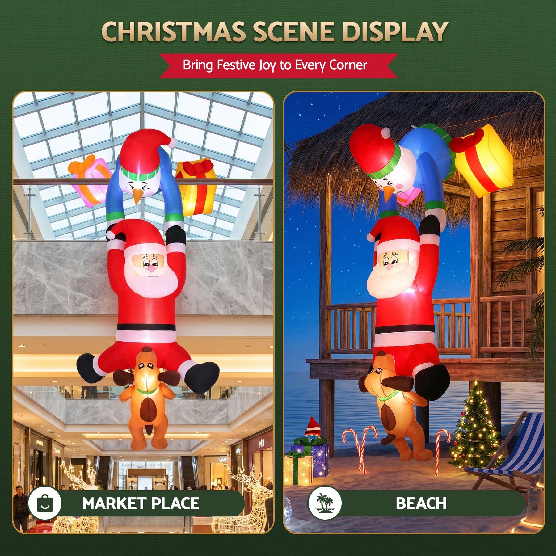 Jingle Jollys Christmas Inflatable Climbing Santa 3.5M Height LED Decorations Illuminated - SportZone.co.nz