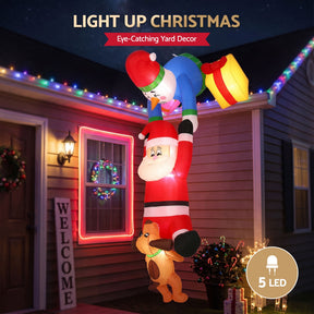Jingle Jollys Christmas Inflatable Climbing Santa 3.5M Height LED Decorations Illuminated - SportZone.co.nz