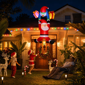 Jingle Jollys Christmas Inflatable Climbing Santa 3.5M Height LED Decorations Illuminated - SportZone.co.nz