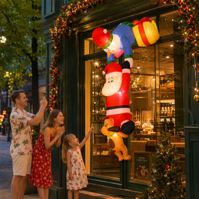 Jingle Jollys Christmas Inflatable Climbing Santa 3.5M Height LED Decorations Illuminated - SportZone.co.nz