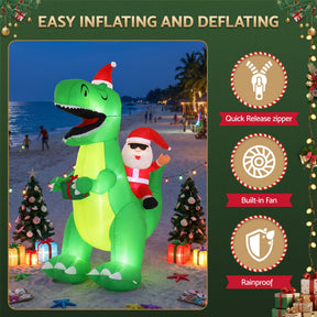 Jingle Jollys Christmas Inflatable Dinosaur 2.5M Illuminated Decorations - SportZone.co.nz