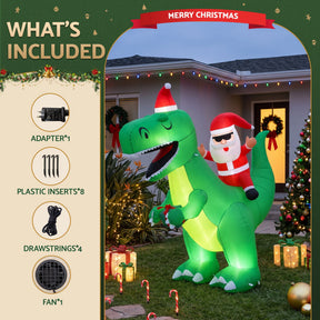 Jingle Jollys Christmas Inflatable Dinosaur 2.5M Illuminated Decorations - SportZone.co.nz