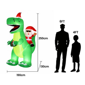 Jingle Jollys Christmas Inflatable Dinosaur 2.5M Illuminated Decorations - SportZone.co.nz