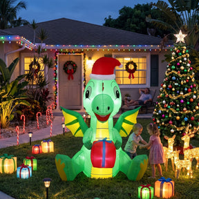 Jingle Jollys Christmas Inflatable Dragon 1.8M Height LED Outdoor Decorations Illuminated - SportZone.co.nz