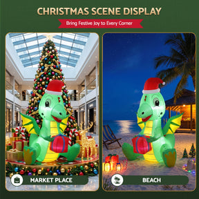 Jingle Jollys Christmas Inflatable Dragon 1.8M Height LED Outdoor Decorations Illuminated - SportZone.co.nz