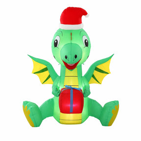 Jingle Jollys Christmas Inflatable Dragon 1.8M Height LED Outdoor Decorations Illuminated - SportZone.co.nz