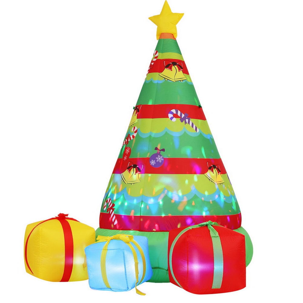 Jingle Jollys Christmas Inflatable Gift Tree 2.2M Height Flashing Light Decorations Illuminated - SportZone.co.nz