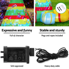 Jingle Jollys Christmas Inflatable Gift Tree 2.2M Height Flashing Light Decorations Illuminated - SportZone.co.nz