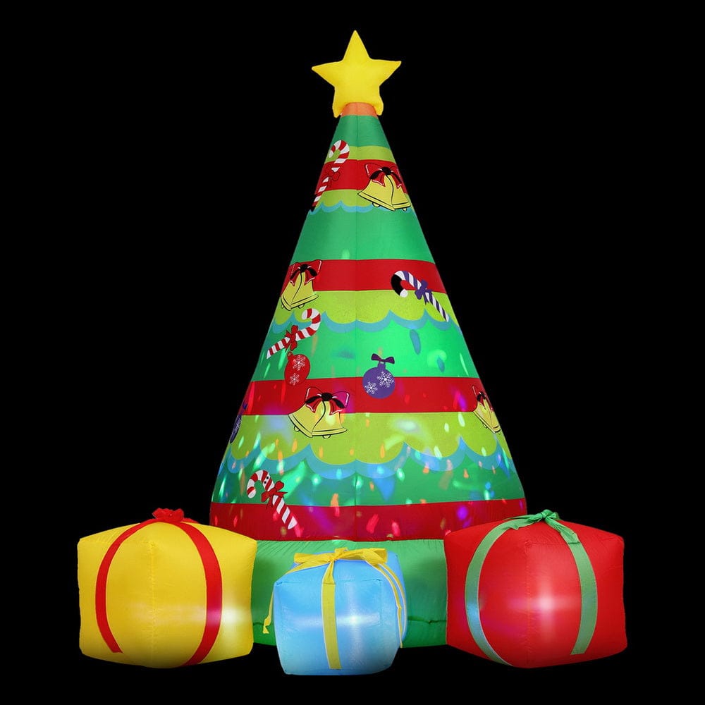 Jingle Jollys Christmas Inflatable Gift Tree 2.2M Height Flashing Light Decorations Illuminated - SportZone.co.nz