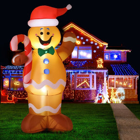 Jingle Jollys Christmas Inflatable Gingerbread Man 1.5M Height LED Decorations Illuminated - SportZone.co.nz