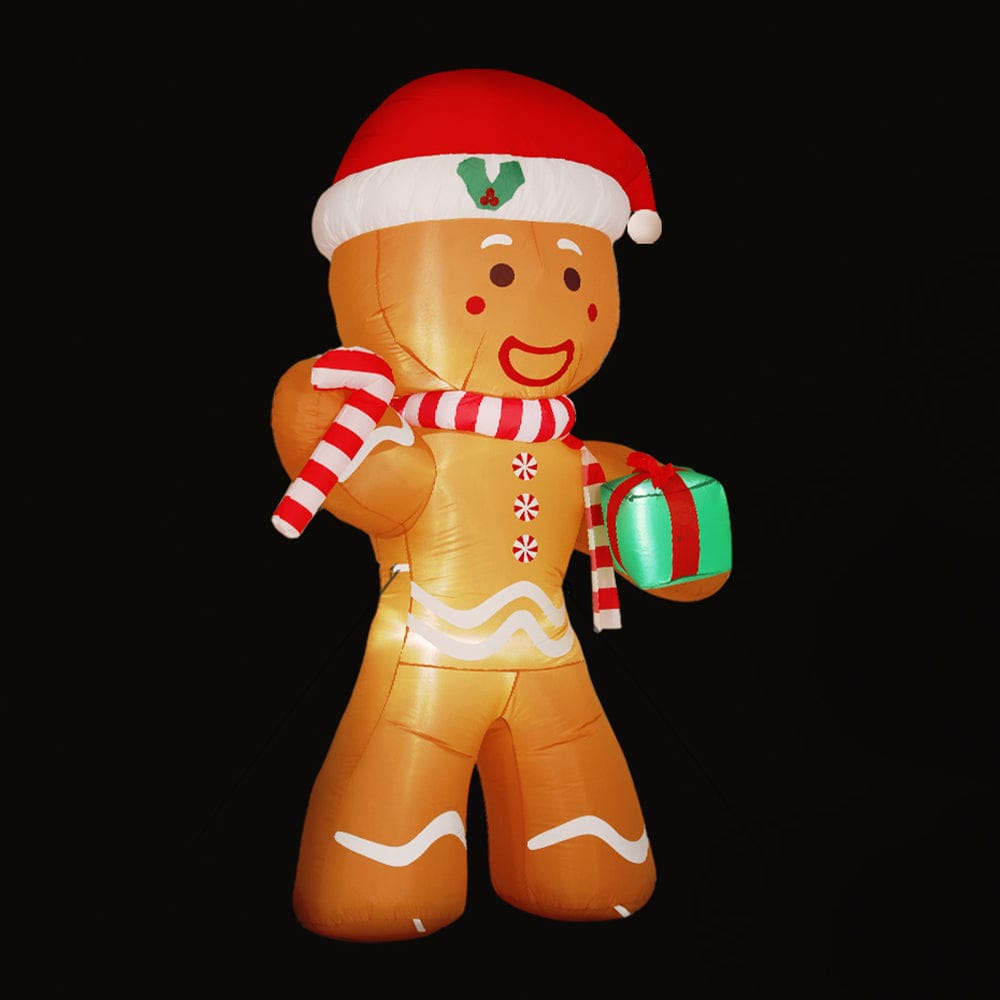 Jingle Jollys Christmas Inflatable Gingerbread Man 2.4M Illuminated Decorations - SportZone.co.nz