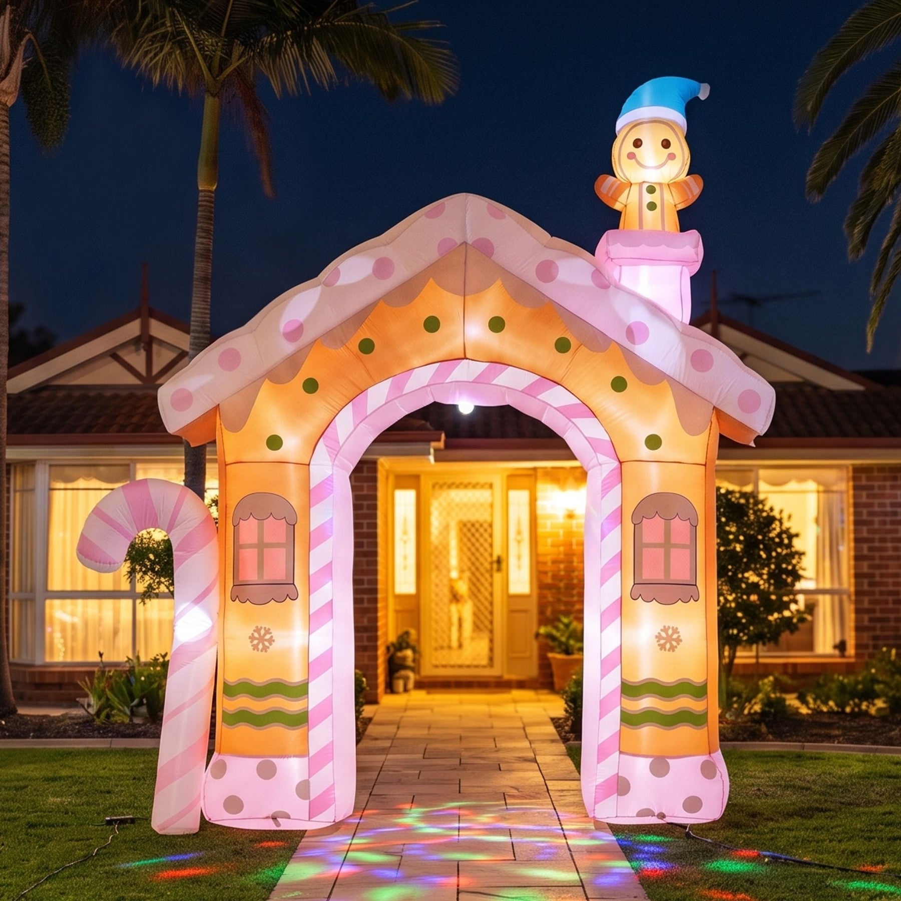 Jingle Jollys Christmas Inflatable Gingerbread Man Candy 3.2M Illuminated Decorations - SportZone.co.nz