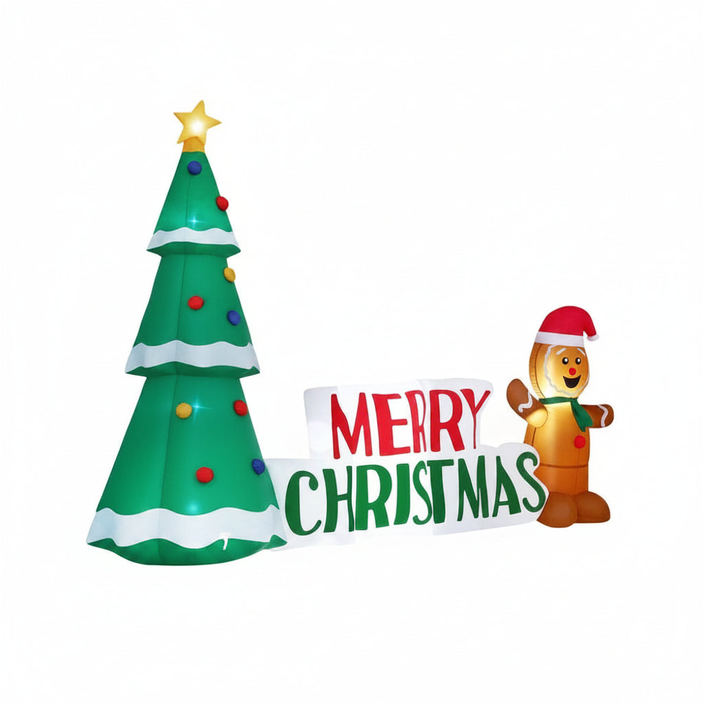 Jingle Jollys Christmas Inflatable Gingerbread Man Tree LED Illuminated Decorations - SportZone.co.nz