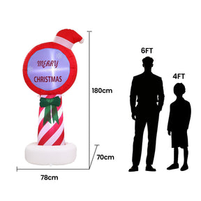 Jingle Jollys Christmas Inflatable Pole 1.8M Height LED Outdoor Decorations Illuminated - SportZone.co.nz