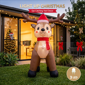 Jingle Jollys Christmas Inflatable Reindeer 2.5M Illuminated Decorations - SportZone.co.nz