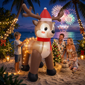 Jingle Jollys Christmas Inflatable Reindeer 2.5M Illuminated Decorations - SportZone.co.nz