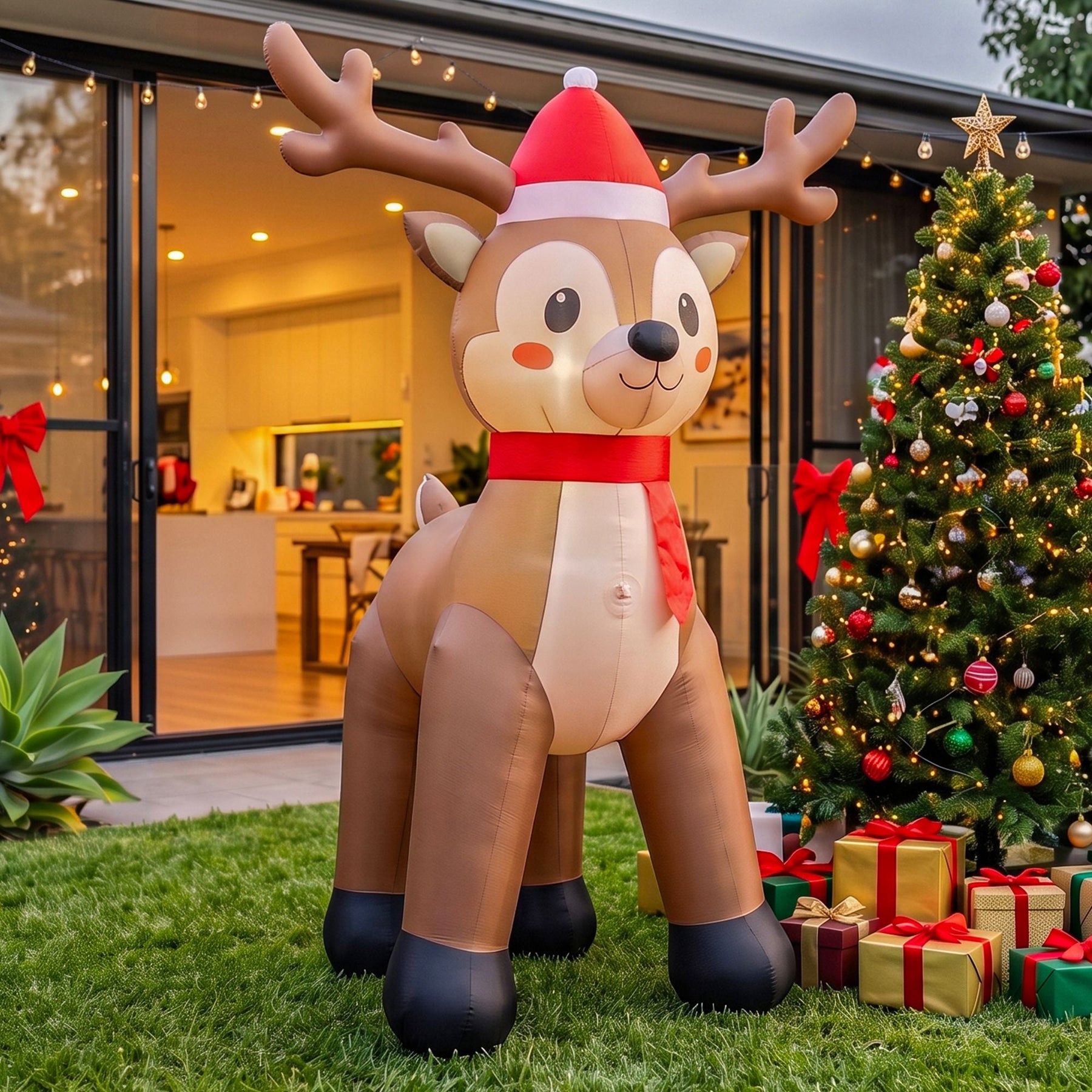 Jingle Jollys Christmas Inflatable Reindeer 2.5M Illuminated Decorations - SportZone.co.nz