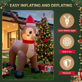 Jingle Jollys Christmas Inflatable Reindeer 2.5M Illuminated Decorations - SportZone.co.nz