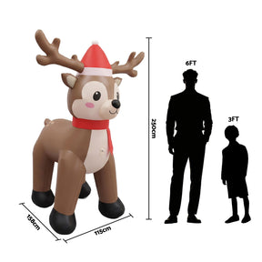 Jingle Jollys Christmas Inflatable Reindeer 2.5M Illuminated Decorations - SportZone.co.nz