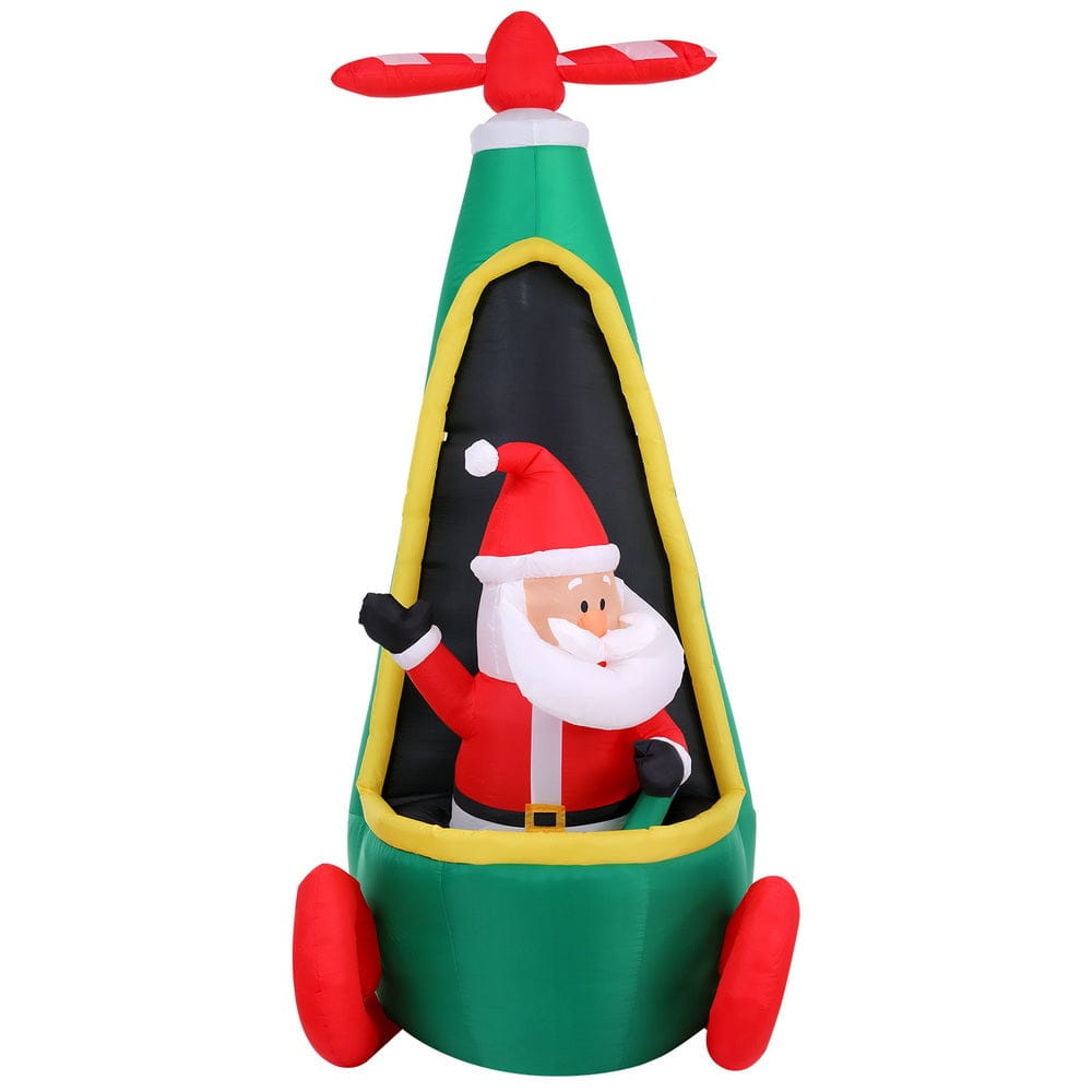 Jingle Jollys Christmas Inflatable Santa in Helicopter 2.55M Height LED Illuminated Decorations - SportZone.co.nz