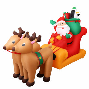 Jingle Jollys Christmas Inflatable Santa Sleigh 2.2M Illuminated Decorations - SportZone.co.nz