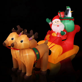 Jingle Jollys Christmas Inflatable Santa Sleigh 2.2M Illuminated Decorations - SportZone.co.nz