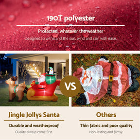 Jingle Jollys Christmas Inflatable Santa Sleigh 2.2M Illuminated Decorations - SportZone.co.nz