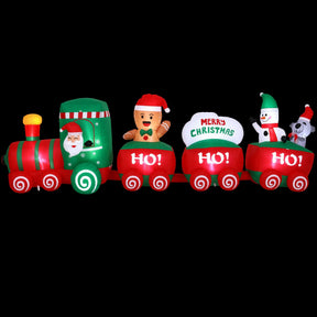 Jingle Jollys Christmas Inflatable Santa Train 3.6M Length LED Decorations Illuminated - SportZone.co.nz